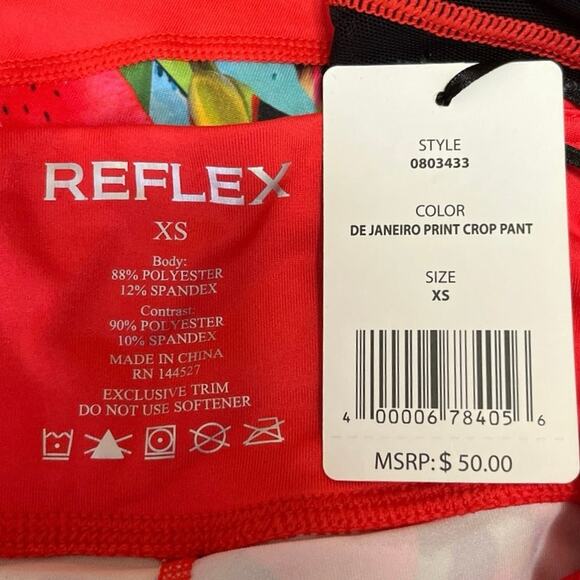 Reflex De Janeiro NWT Multicolor Tropical Mesh Stretch Pull On Crop Legging XS - Picture 4 of 4